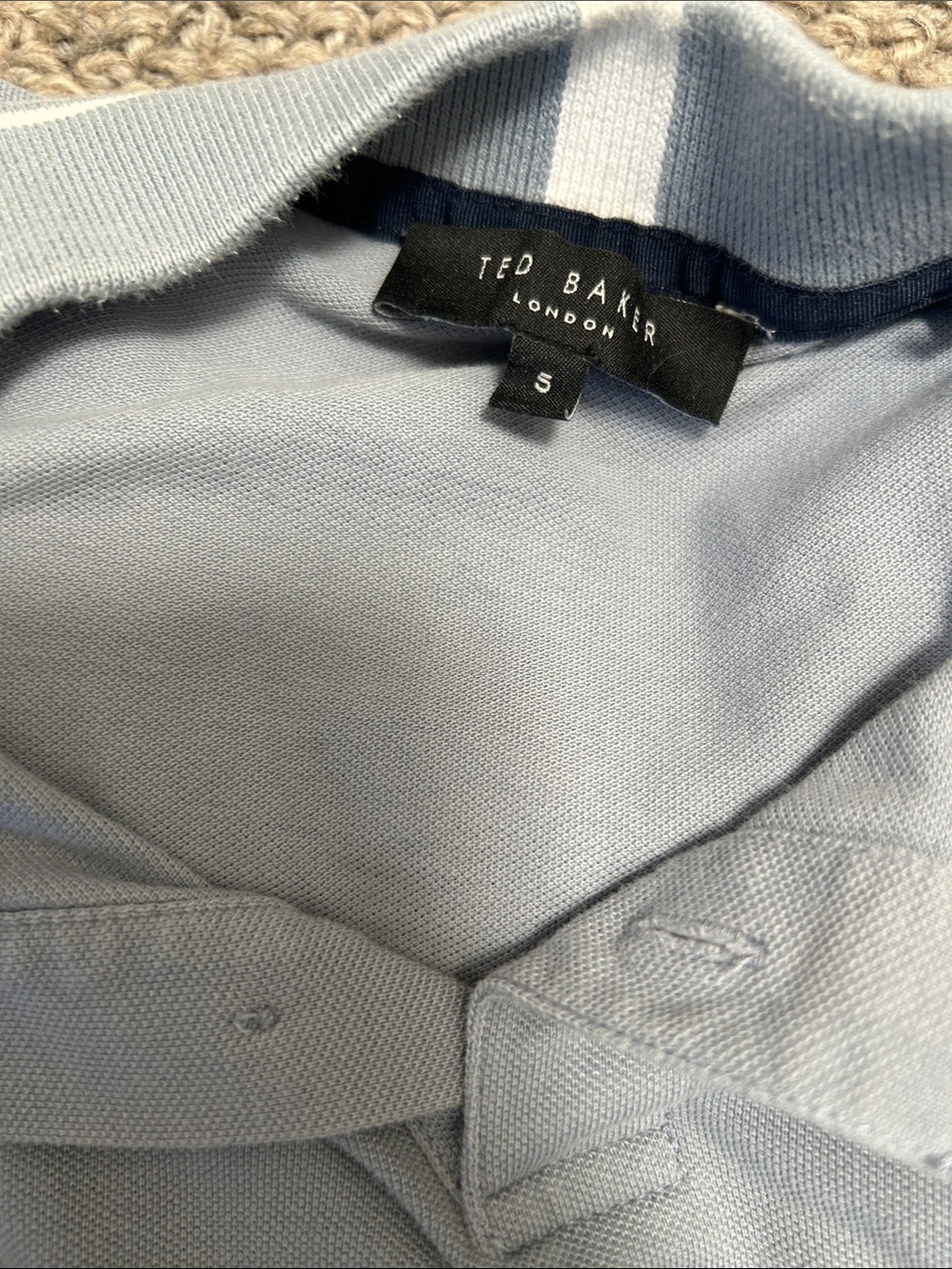 Ted Baker Light Blue Men's Polo Shirt with Contrast Neck Trim